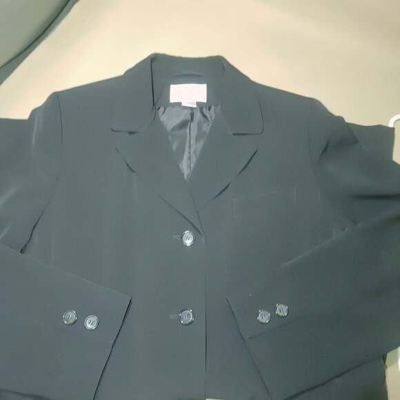 Large Dress Coat Jacqueline Ferrar Navy Blue Button Front Pockets Trench Coat - Picture 6 of 12